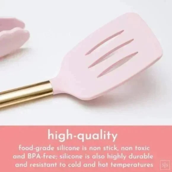 Anthropologie 7 PCS Gold-Pink Kitchen Utensil Set - Picture 2 of 8